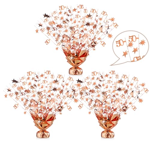 CraftyDream 3 Pcs 50th Rose Gold Birthday Decorations for Table Centerpieces Star and Number 50 Metallic Gleam Foil Spray Centerpieces for Women 50th Birthday Anniversary Party Decorations - Image 1