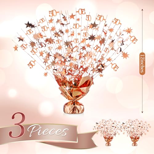 CraftyDream 3 Pcs 50th Rose Gold Birthday Decorations for Table Centerpieces Star and Number 50 Metallic Gleam Foil Spray Centerpieces for Women 50th Birthday Anniversary Party Decorations - Image 5