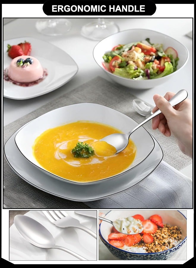 Majestic Stainless Steel Spoon Set of 12 – 6 Table Spoons (20 cm) & 6 Dessert/Tea Spoons (13.5 cm) – Premium Polished Finish, Durable, Comfortable Grip – Ideal for Home, Parties & Cafes - Image 3