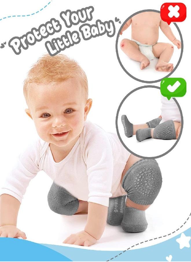 Bosoner BOSONER Baby Crawling Anti-Slip Knee and Anti Slip Baby Boys Girls Socks Best Infant Gift, Unisex Baby Toddlers Kneepads (Black Dark Grey)  - Image 2