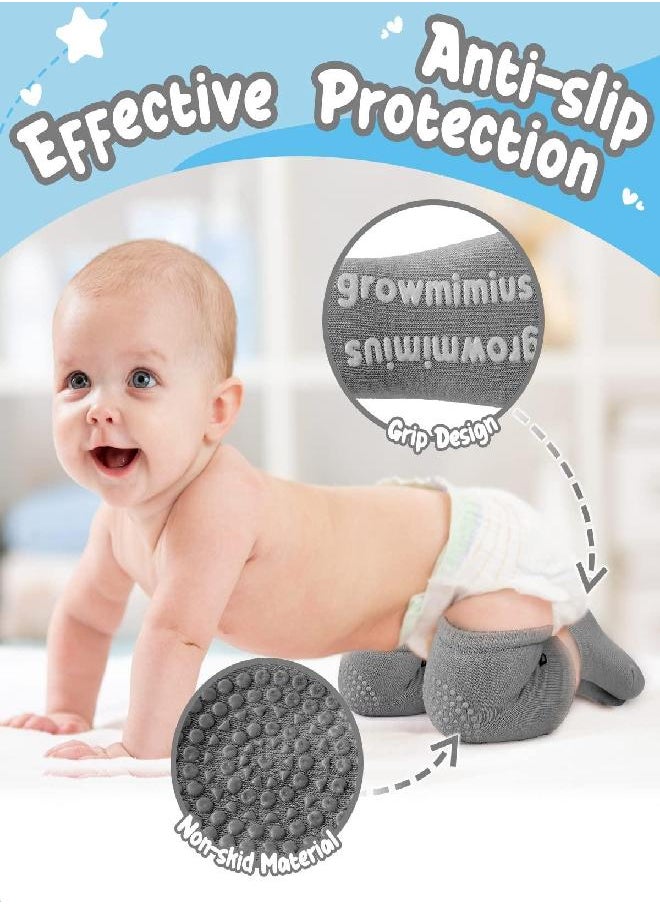Bosoner BOSONER Baby Crawling Anti-Slip Knee and Anti Slip Baby Boys Girls Socks Best Infant Gift, Unisex Baby Toddlers Kneepads (Black Dark Grey)  - Image 3
