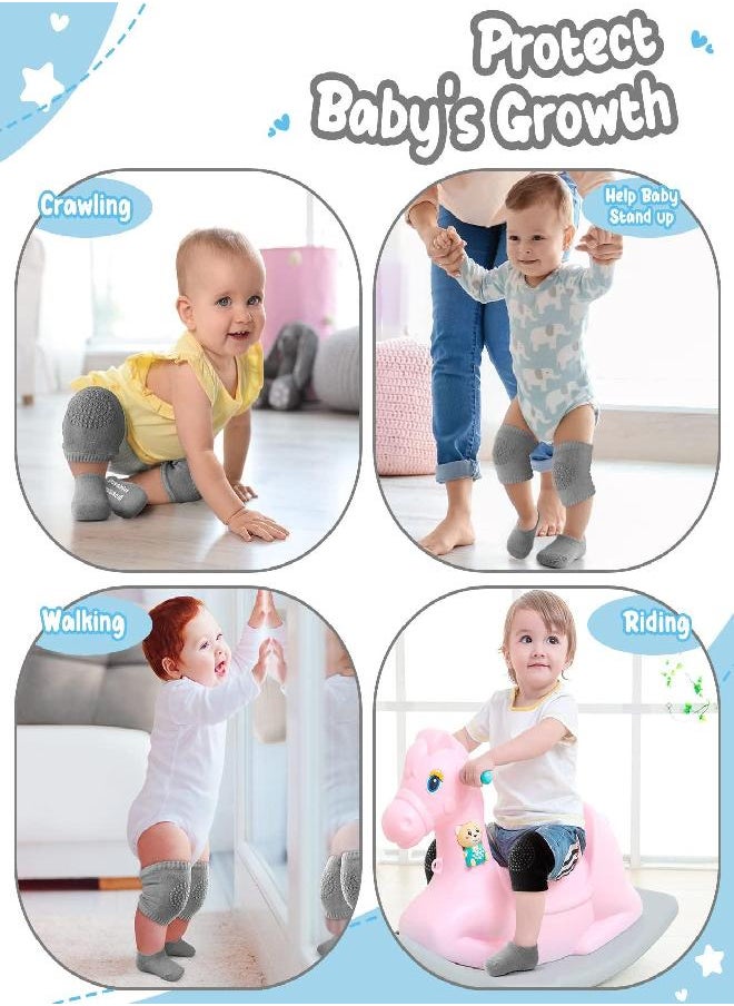 Bosoner BOSONER Baby Crawling Anti-Slip Knee and Anti Slip Baby Boys Girls Socks Best Infant Gift, Unisex Baby Toddlers Kneepads (Black Dark Grey)  - Image 4
