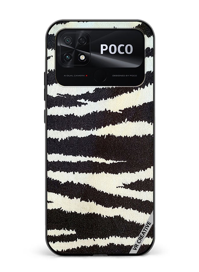 VR CREATIVE Protective Case Cover For Xiaomi Poco C40 Cotton Fabric With Zebra Texture Design Multicolour - Image 1