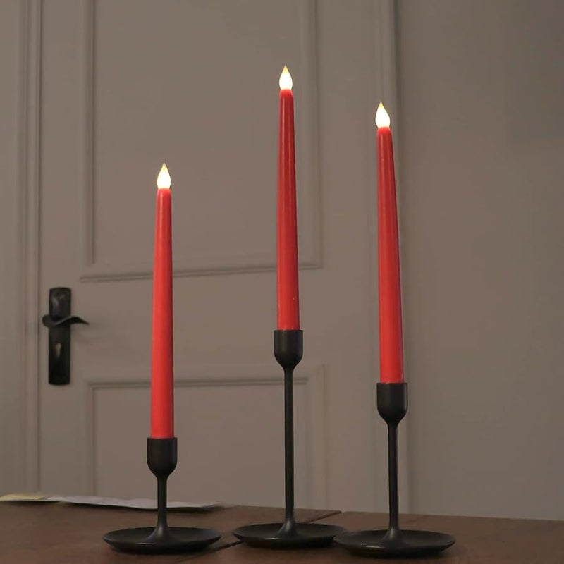 Rhytsing Red 10.8 Flameless Taper Candles with Timer, Battery Operated Candles with Remote, Smooth Wax Finish, Warm White LED, 8 Batteries Included - Set of 4 - Image 3