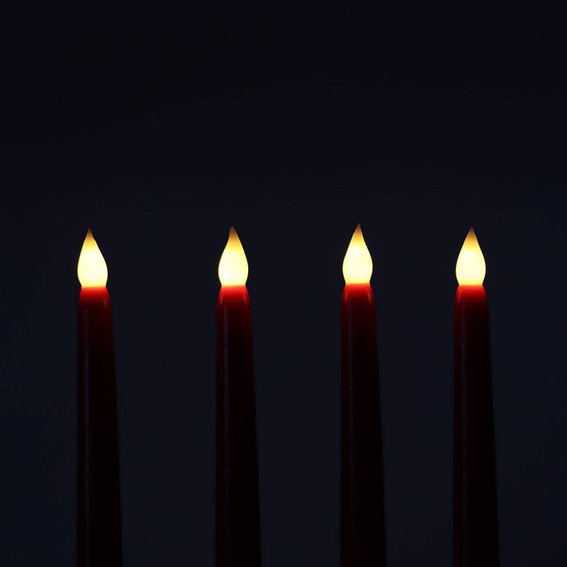 Rhytsing Red 10.8 Flameless Taper Candles with Timer, Battery Operated Candles with Remote, Smooth Wax Finish, Warm White LED, 8 Batteries Included - Set of 4 - Image 2