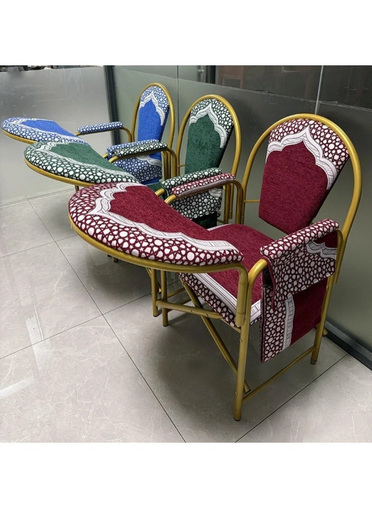 TELANPU Durable and High Quality Foldable Prayer Chair Red and Gold 93 x 50 x 47 cm HM-C015 RED - Image 2