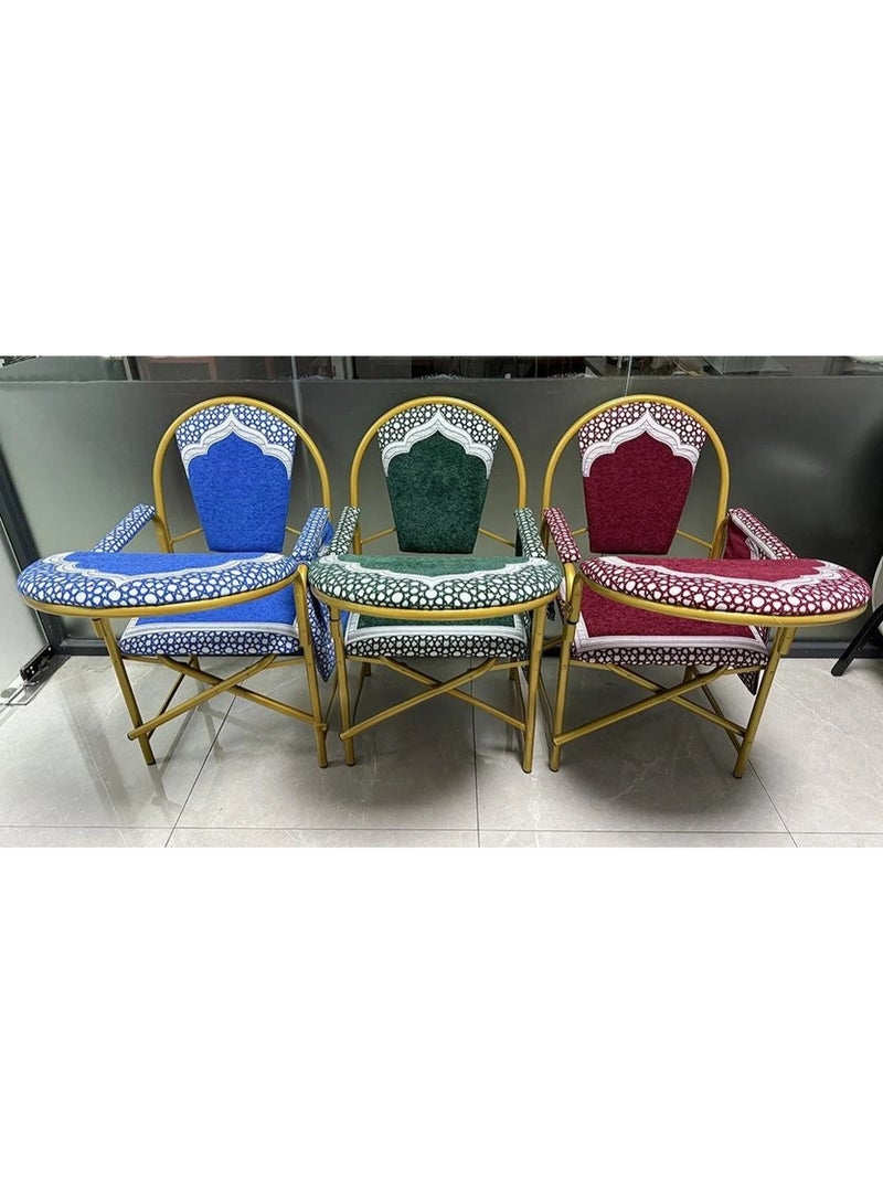 TELANPU Durable and High Quality Foldable Prayer Chair Red and Gold 93 x 50 x 47 cm HM-C015 RED - Image 3
