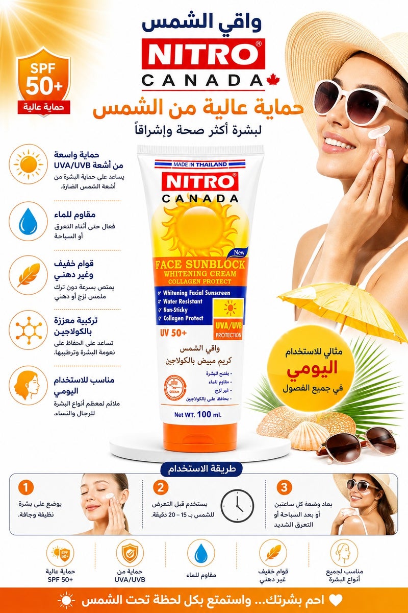 نيترو كندا واقي الشمس كريم مبيض بالكولاجين 100 جرام - Image 4