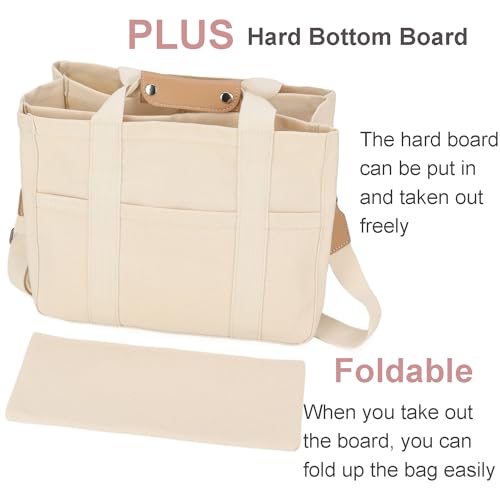 Barsine Canvas Tote Bag with Compartments Lightweight Crossbody Handbag Everything Multi Pockets Totes for Church Bible - Image 4