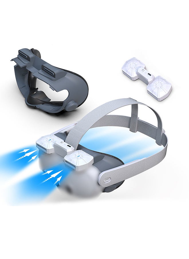 VR Air Circulation Cooling Fan Replacement Face Mask for Quest 3 Magnetic Dual Fans Inward Cool Air/Outward Heat Dissipation Eliminates Glasses Fogging