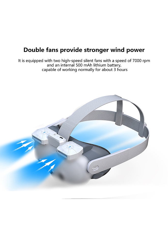VR Air Circulation Cooling Fan Replacement Face Mask for Quest 3 Magnetic Dual Fans Inward Cool Air/Outward Heat Dissipation Eliminates Glasses Fogging