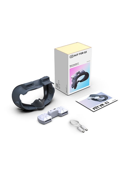 VR Air Circulation Cooling Fan Replacement Face Mask for Quest 3 Magnetic Dual Fans Inward Cool Air/Outward Heat Dissipation Eliminates Glasses Fogging