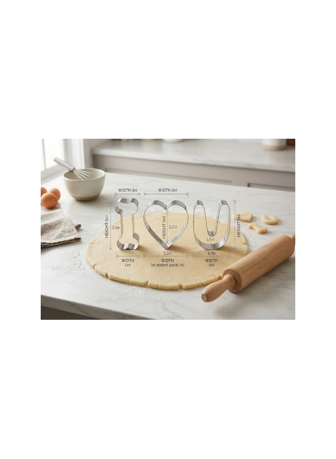 S-TOP I Love U Cookie Cutter Set - 3 Pieces - Image 3