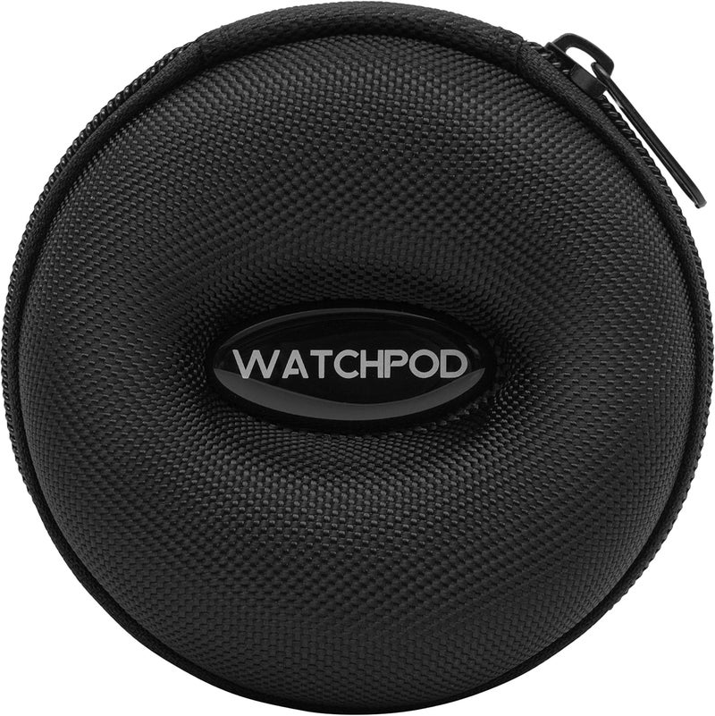 WATCHPOD حافظة ساعة سفر | صندوق ساعة فردي بسحاب للتخزين | حافظة ساعة محمولة دائرية مبطنة للسفر | تناسب جميع ساعات المعصم والساعات الذكية حتى 50 مم (أسود) - Image 5