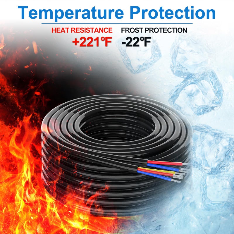 NAOEVO 18 Gauge Wire 4 Conductor Wire, 18 AWG 4 Core Stranded PVC Cable, Tinned Copper/Low Voltage 12V/Flexible Extension Cord for Automotive Trailer Wiring, Lamp Cord, Marine, RGB Cable (30FT) - Image 4