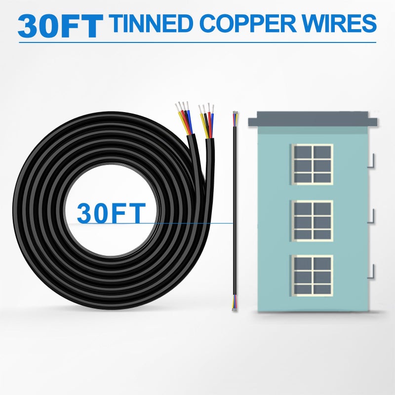NAOEVO 18 Gauge Wire 4 Conductor Wire, 18 AWG 4 Core Stranded PVC Cable, Tinned Copper/Low Voltage 12V/Flexible Extension Cord for Automotive Trailer Wiring, Lamp Cord, Marine, RGB Cable (30FT) - Image 5
