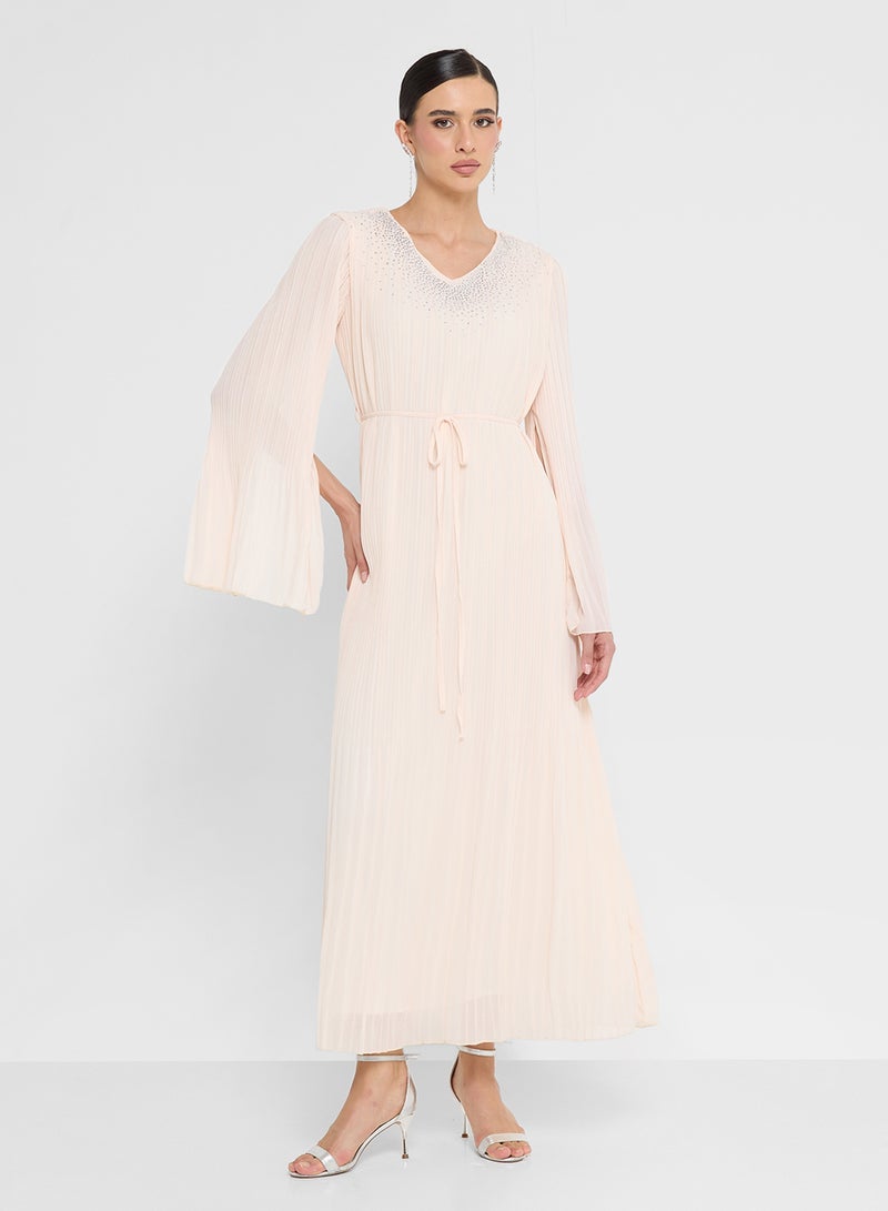 Khizana Embellished Dress With Slit Sleeves - Image 1