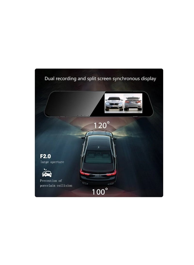 Car Front and Rear Dual Lens High-definition Night Vision 1080P Driving Recorder 4 Inches Rearview Mirror - Image 2