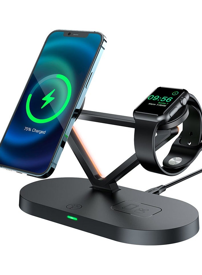 ACEFAST Wireless Charger Desktop Holder E9 3-in-1 Magnet Stand Charging Station for iP16/ 15/14/13/12 Series + Smart Watch + Earbuds, with Total Output up to 45W, Dimmable night lamp - Image 1