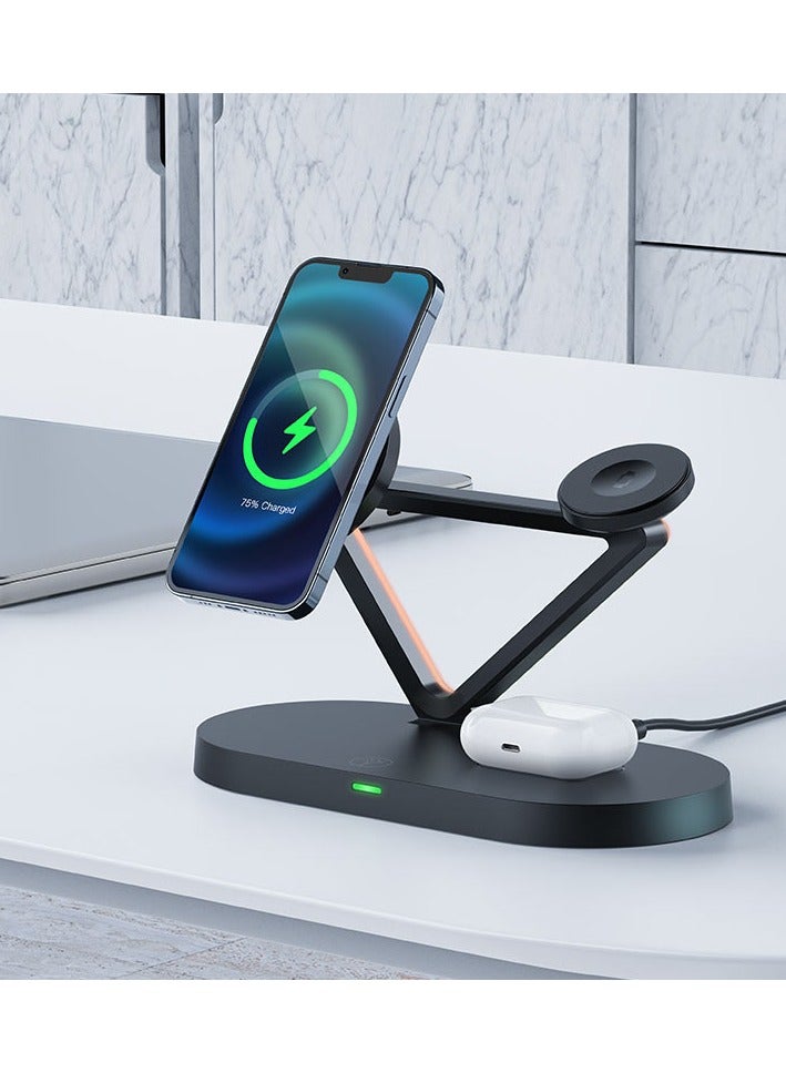 ACEFAST Wireless Charger Desktop Holder E9 3-in-1 Magnet Stand Charging Station for iP16/ 15/14/13/12 Series + Smart Watch + Earbuds, with Total Output up to 45W, Dimmable night lamp - Image 2
