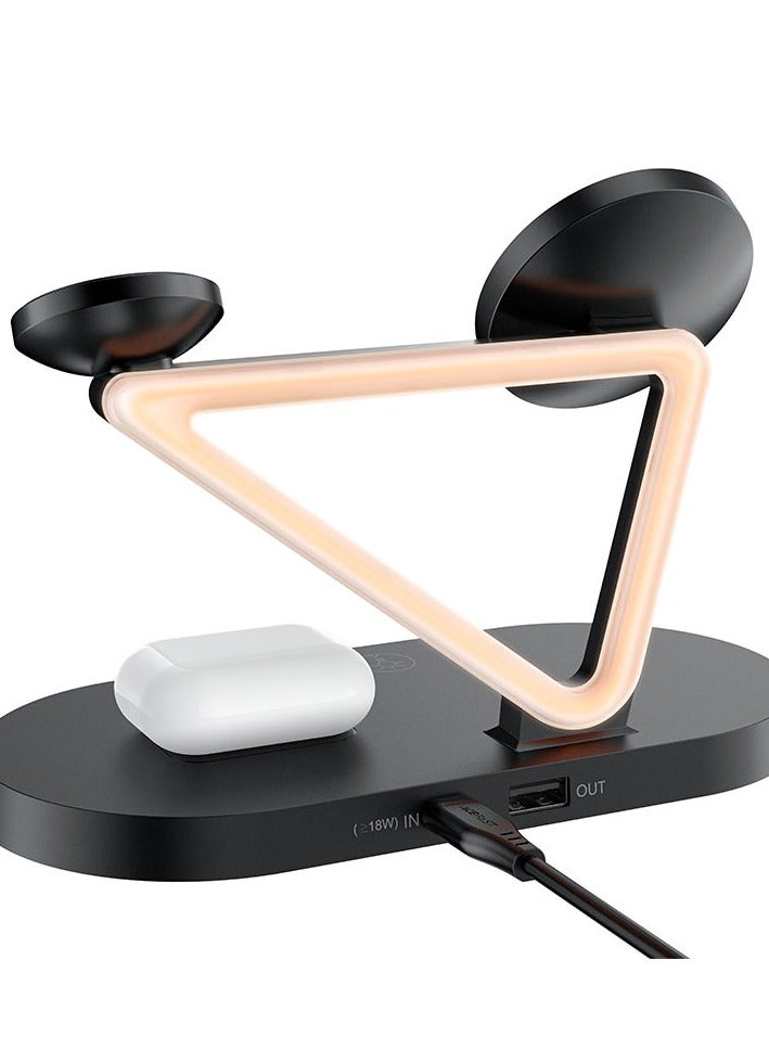 ACEFAST Wireless Charger Desktop Holder E9 3-in-1 Magnet Stand Charging Station for iP16/ 15/14/13/12 Series + Smart Watch + Earbuds, with Total Output up to 45W, Dimmable night lamp - Image 4