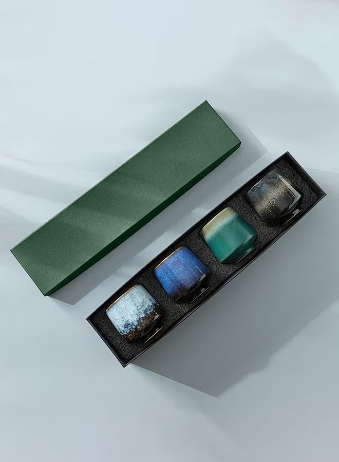 Hugifts Espresso Cups Coffee Cups Mugs Handmade 4 pcs Tea Cups 220ml With Multicolour Gift Box Cups for Turkish Tea Cappuccino Latte - Image 1