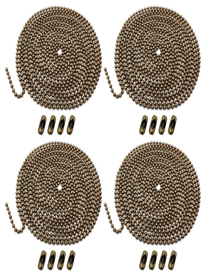 SBC Ceiling Fan Pull Chain Extenders 4‑Pack - Four 39-Inch (1 Meter) Antique Brass Beaded Chains with Connectors, Fan and Light Pull Chain Extension for Fixtures - Image 1