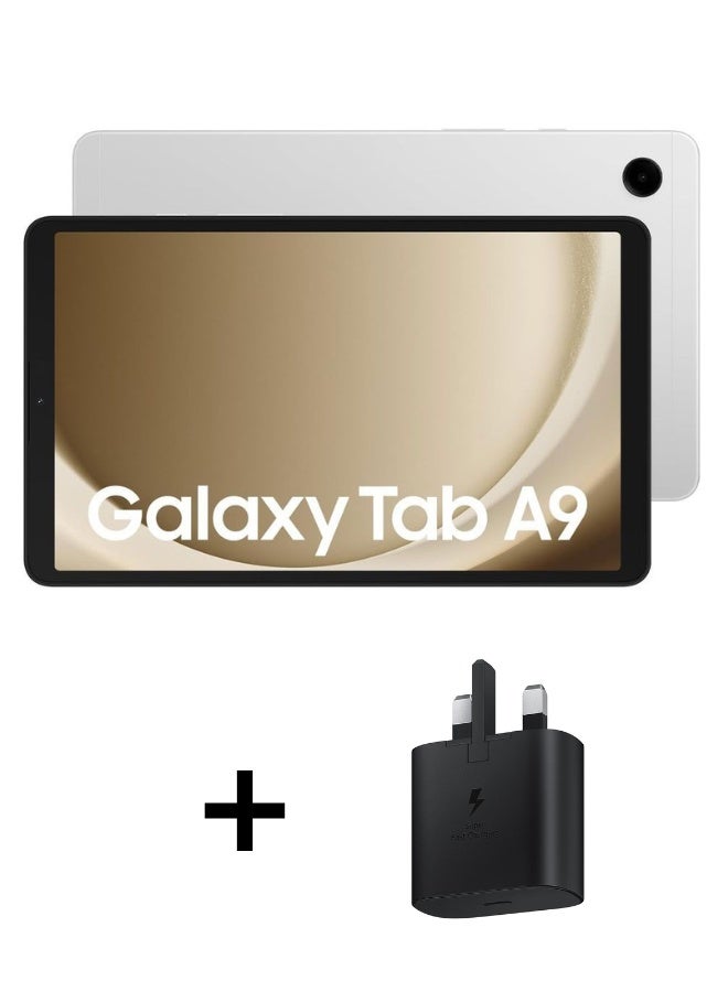 سامسونج Galaxy Tab A9 Silver 4GB RAM 64GB LTE With free Adaptor 25W Black - Image 1