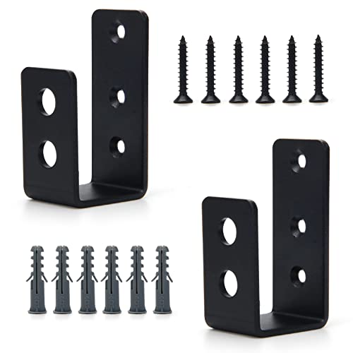 Catcan 2 Pack 2x4 Door Barricade Brackets, Catcan Upgrade Thickness Door Security Bar Heavy Duty Reinforcement U Bracket for Home, Garage, Gate, Barn, Shed (Black) - Image 1