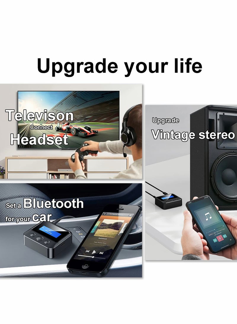 Bluetooth Transmitter, 2-in-1 Transmitter Receiver, 5.0 Audio Adapter, Support 3.5mm RCA TF Card for TV PC Speaker Headset Car - Image 2