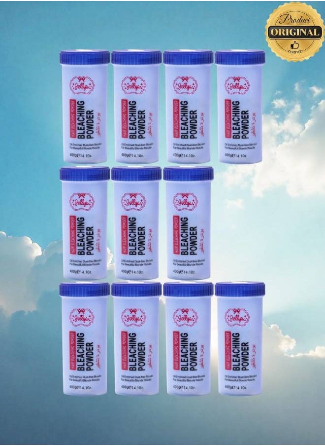 JELLY 11 Pieces Hair Bleaching Powder Oil Enriched Dust Free Blonder For Beautiful Blonde Results 400g  - Image 1