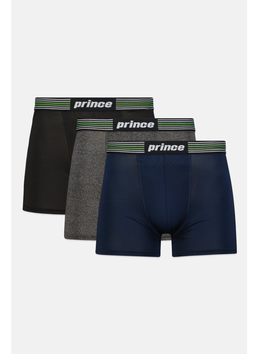 Prince Men 3 Pcs Stretch Boxer Briefs, Black  - Image 1