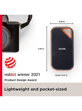 2 TB Extreme PRO Portable SSD 2TB 2000MB/s Read/Write, USB 3.2 Gen 2 x2, IP65 Water & Dust Resistant, 3m Drop Protection, 256-bit AES Encryption, Forged Aluminum Chassis | SDSSDE81-2T00-G25 - view 3