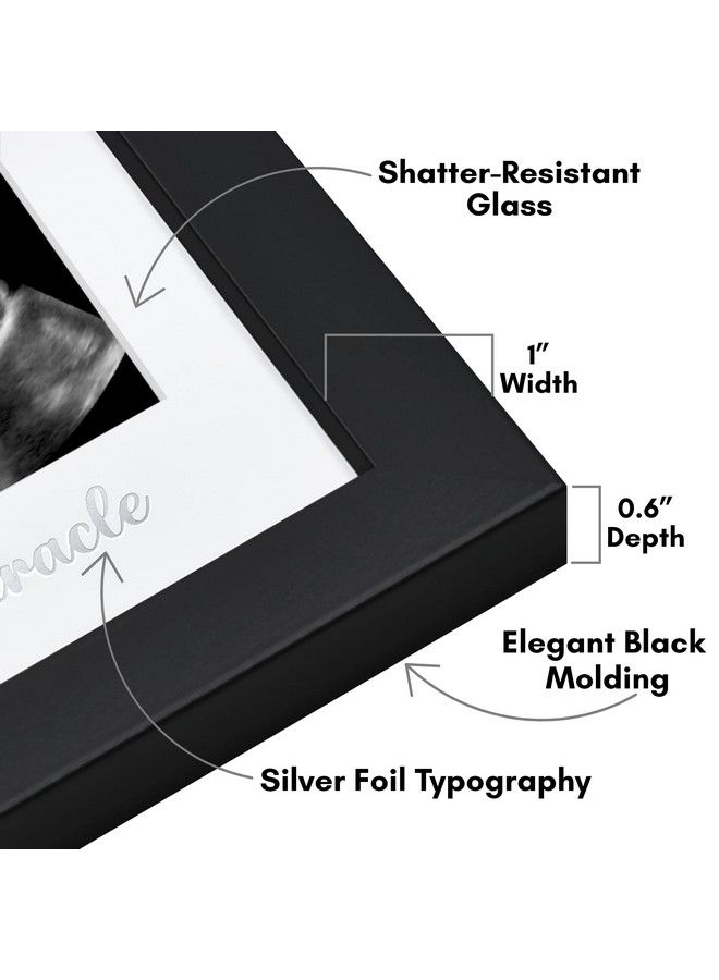 Americanflat إطار صورة السونوجرام 7X7 بوصة إطار صورة الأشعة فوق الصوتية لصور الأشعة فوق الصوتية للطفل 3X4 بوصة مع وسادة قابلة للتبديل وحامل من الخشب المركب مع غطاء زجاجي أسود - Image 4