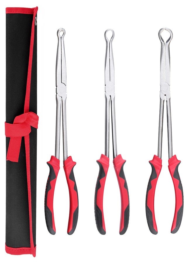 طقم كماشة LEONTOOL 3 قطع بطول 11 بوصة، كماشة إزالة غطاء شمعة الإشعال بقطر 3/8 بوصة و1/2 بوصة و3/4 بوصة، كماشة حلقية الأنف بفك مسنن، كماشة مسك خرطوم السيارات للمساحات الضيقة - Image 1