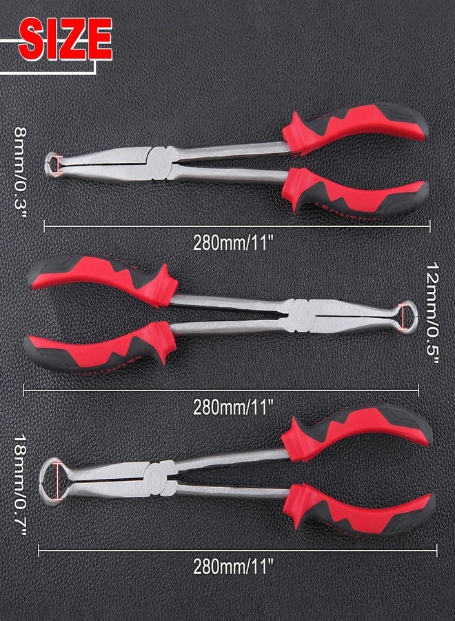 طقم كماشة LEONTOOL 3 قطع بطول 11 بوصة، كماشة إزالة غطاء شمعة الإشعال بقطر 3/8 بوصة و1/2 بوصة و3/4 بوصة، كماشة حلقية الأنف بفك مسنن، كماشة مسك خرطوم السيارات للمساحات الضيقة - Image 4