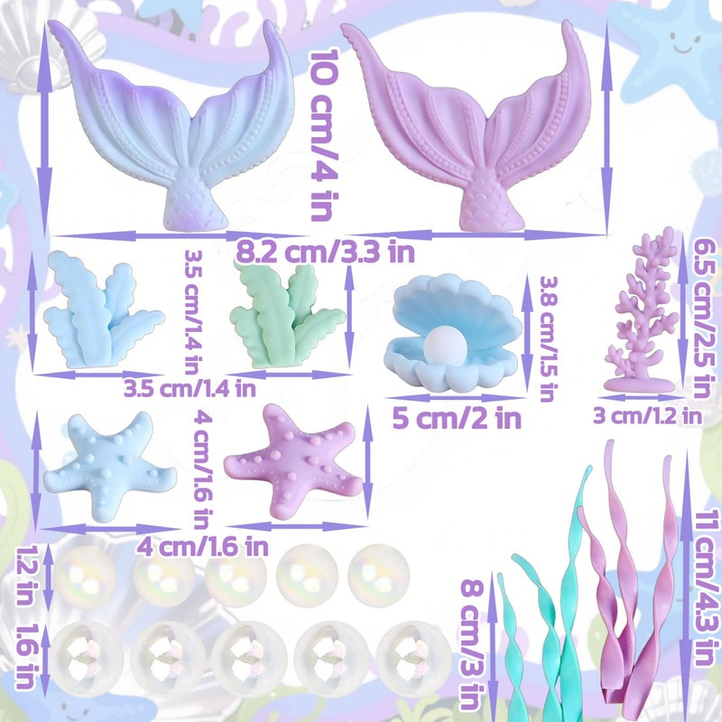 Tyotrbs Mermaid Cake Decorations  Tyotrbs Mermaid Cake Toppers Under The Sea Party Decor Seashell Fish Cake Accessories For Summer And Ocean Birthday Party Decorations - Image 3
