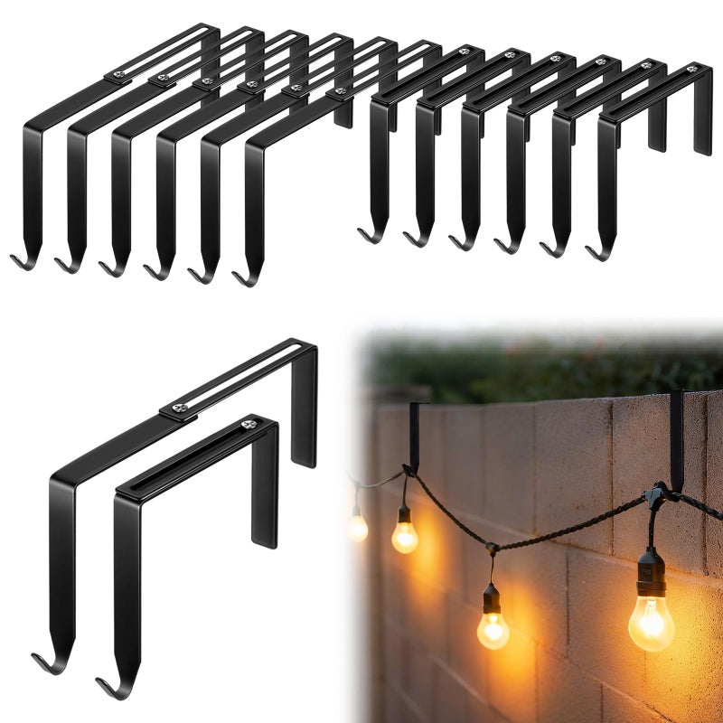 Frienda 12 Pcs Adjustable Outdoor Light String Metal Hooks for 326 Inch Concrete Wall Cinder Block Fences Hangers Outdoor Light String Hooks No Drill for Concrete Wall Cinder Block and FenceBlack - Image 2