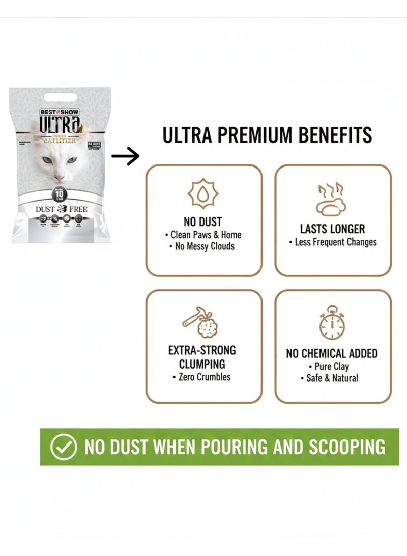 Ultra Dust-Free Unscented Strong Clumping Cat Litter Odor Control Premium Cat Sand 10L - Image 5