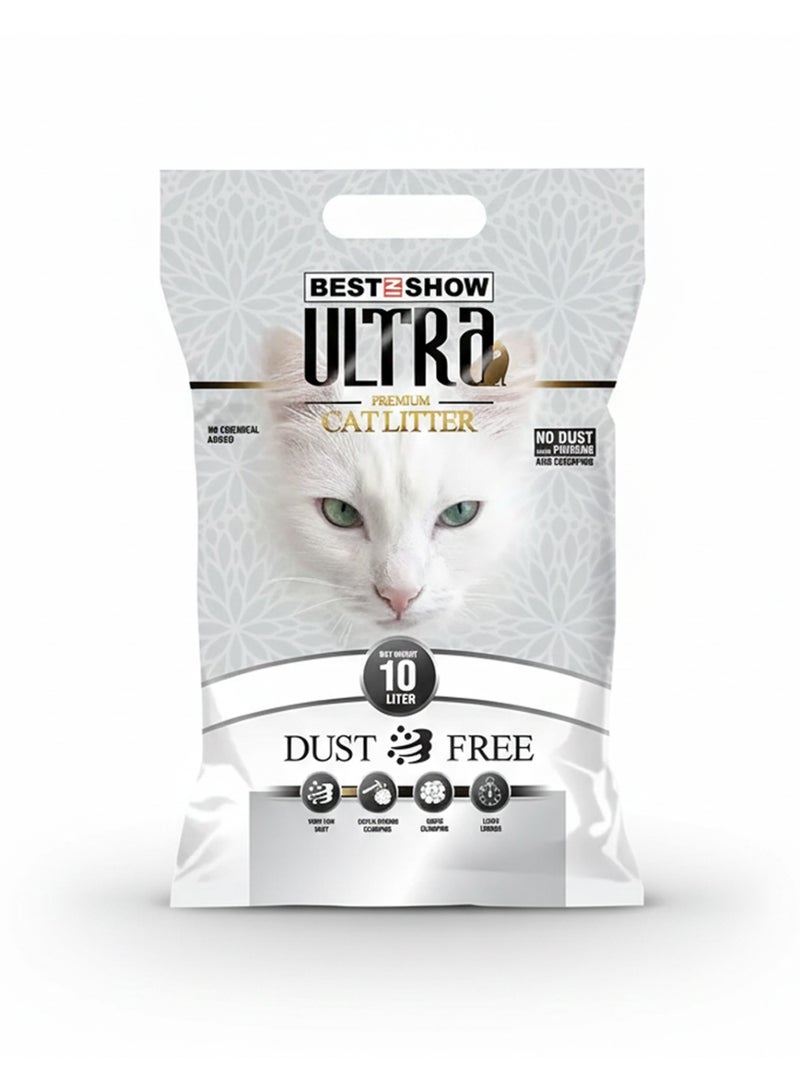 Ultra Dust-Free Unscented Strong Clumping Cat Litter Odor Control Premium Cat Sand 10L - Image 1