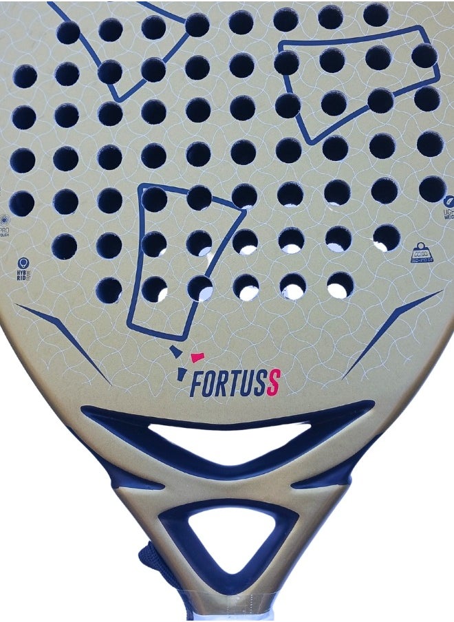FORTUSS - Padel Tennis Racket - Full Carbon Fiber - 3D Surface With Light Eva Memory Flex Foam Core - Padel Racquet - Hybrid Teardrop Paddle Racket With Bag Included (Gold) - Image 1
