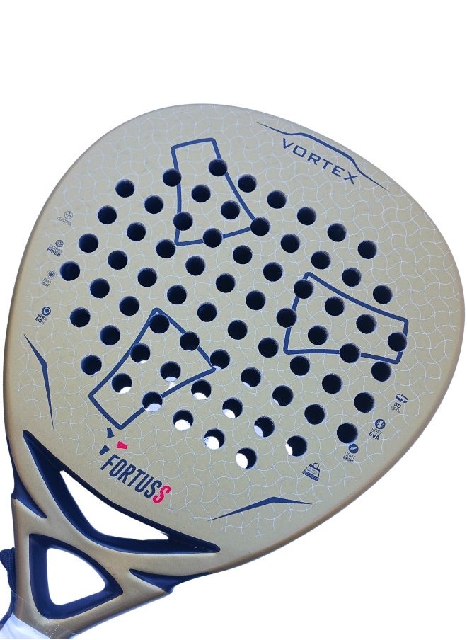 FORTUSS - Padel Tennis Racket - Full Carbon Fiber - 3D Surface With Light Eva Memory Flex Foam Core - Padel Racquet - Hybrid Teardrop Paddle Racket With Bag Included (Gold) - Image 1