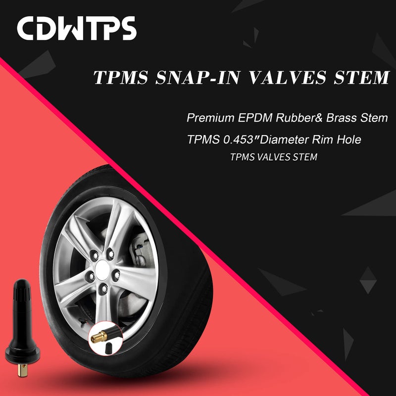 Generic CDWTPS Tire Valve Stem, Rubber Snap-in TPMS Valve stem,Tubeless Tire Pressure Monitoring System Valves Stems Replacement for Buick GMC Chevrolet Cadillac Hummer Pontiac（4 Pack）  - Image 2