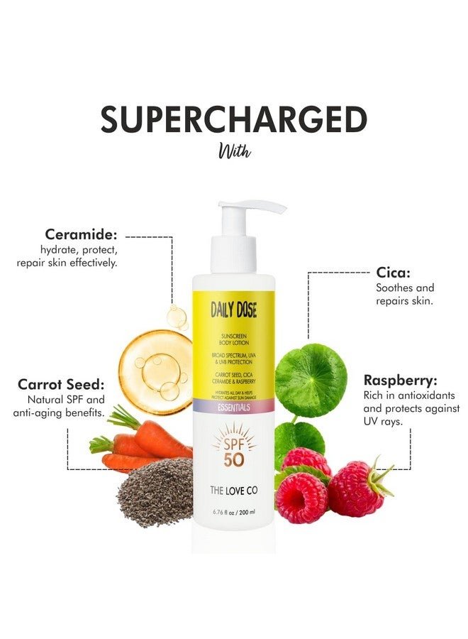 THE LOVE CO. The Love Co Sunscreen Body Lotion Spf 50 ++++ Broad Spectrum Enriched With Carrot Seed Ceramide Niacinamide Cica & Raspberry Uvauvb Protection Hydration & Skin Repair For All Skin Types 200Ml - Image 3