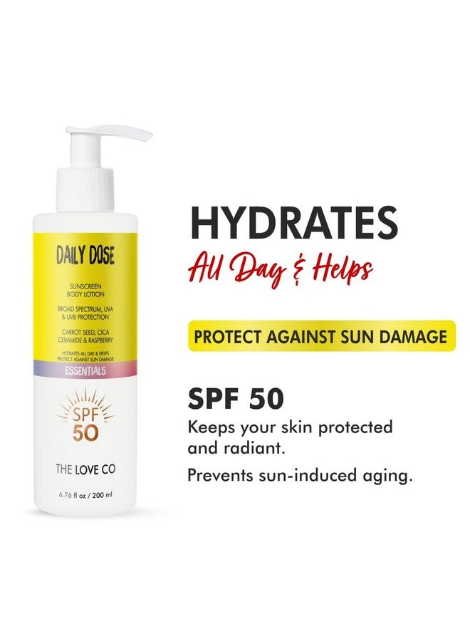 THE LOVE CO. The Love Co Sunscreen Body Lotion Spf 50 ++++ Broad Spectrum Enriched With Carrot Seed Ceramide Niacinamide Cica & Raspberry Uvauvb Protection Hydration & Skin Repair For All Skin Types 200Ml - Image 2