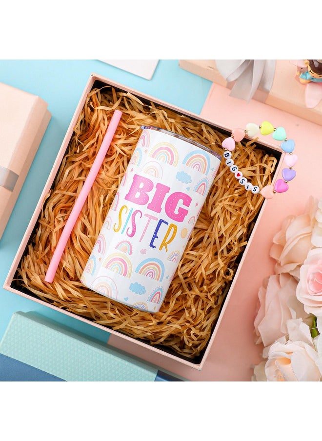 Maxcheck Maxcheck 2 Pcs Sister Gift 12 oz Pink Sister Cup Stainless Steel Mug Vacuum Insulated Tumbler with Leak Proof Lid and Straw Sister Bracelet Sister Announcement Jewelry for Little Girl (Big Sister)  - Image 2