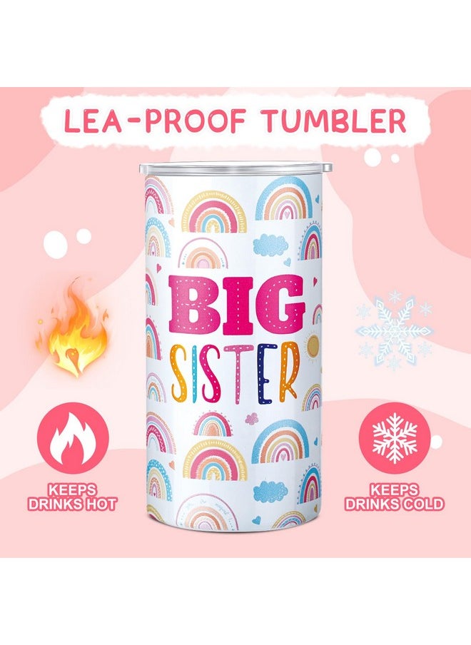 Maxcheck Maxcheck 2 Pcs Sister Gift 12 oz Pink Sister Cup Stainless Steel Mug Vacuum Insulated Tumbler with Leak Proof Lid and Straw Sister Bracelet Sister Announcement Jewelry for Little Girl (Big Sister)  - Image 3