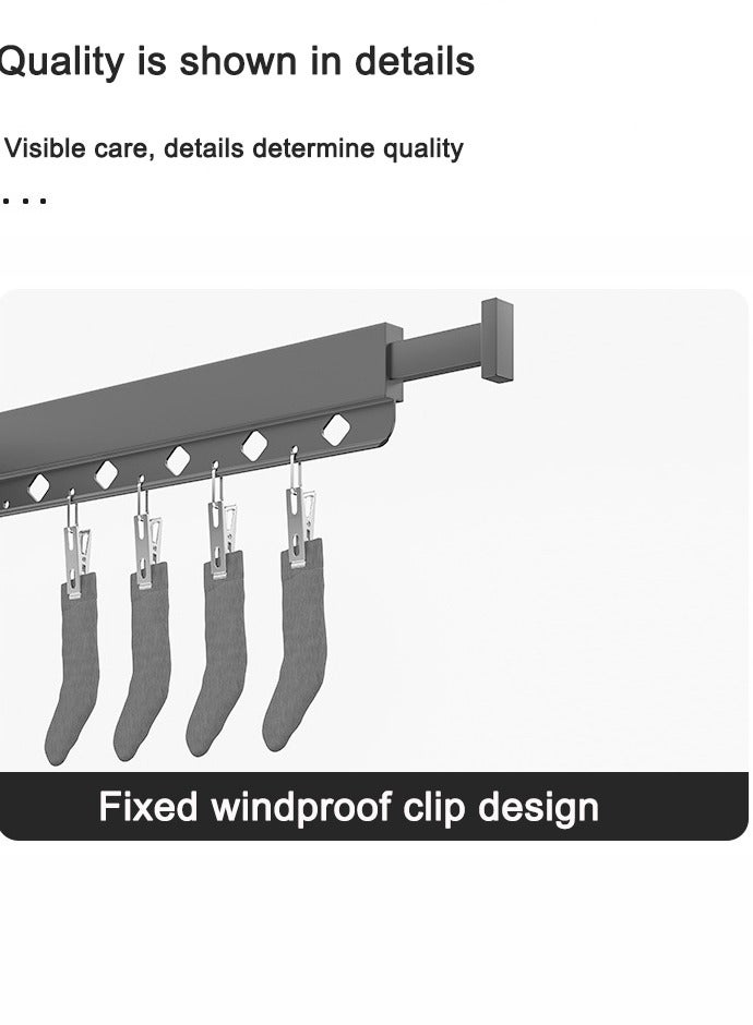 JOYBOS رف تجفيف ملابس الشرفة، قطعة فنية لتجفيف الملابس الداخلية تلسكوبية قابلة للطي، رف تجفيف الملابس المخفي، قضيب تجفيف ملابس الحمام، بدون ثقب، سعة تحمل فائقة - Image 4