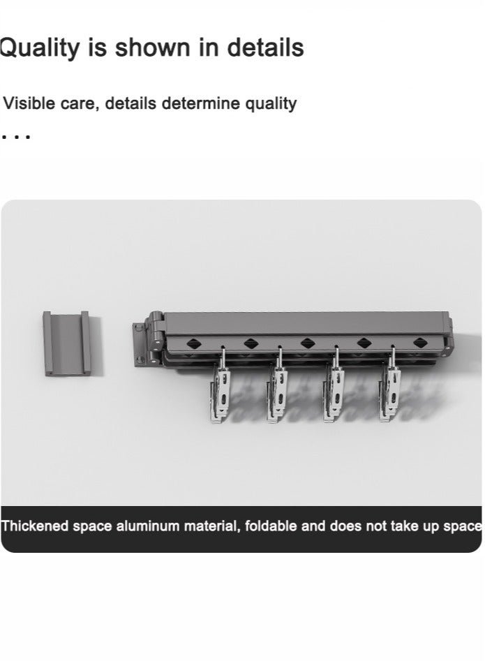 JOYBOS رف تجفيف ملابس الشرفة، قطعة فنية لتجفيف الملابس الداخلية تلسكوبية قابلة للطي، رف تجفيف الملابس المخفي، قضيب تجفيف ملابس الحمام، بدون ثقب، سعة تحمل فائقة - Image 5