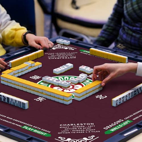 SiDreea Mahjong Mat 324324 Inch Noise Reduction AntiSlip Mahjong Mat for Table Mahjong Table Mat for Poker Card Board Games Table Mat Tile Games Dominoes - Image 5
